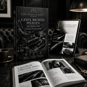 Latex Pflegeguide als Buch und digitale Version auf Tablet